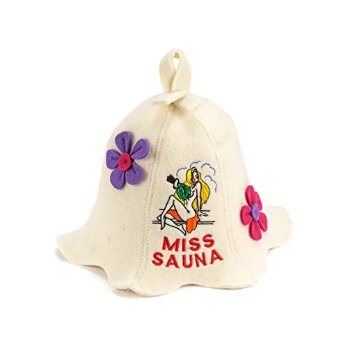 Sombrero De Sauna 'miss Sauna Flower' Blanco 100% Fielt...