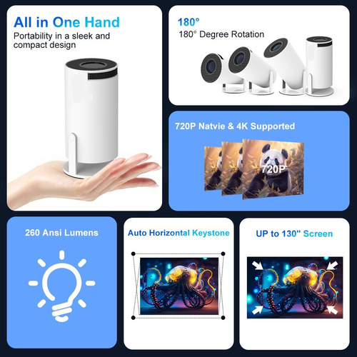Proyector Hy300 Pro 4k Android 11 Wifi Led 260ansi 110v/220v
