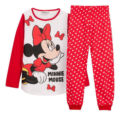 Pijama Minnie Manga Larga Disney Oficial Algodon T4-12 Nena