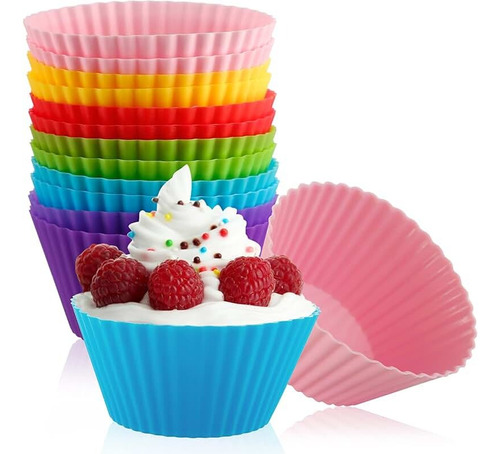 Kit 12 Mini Formas Silicone Cupcake Bolo Muffin Assadeira