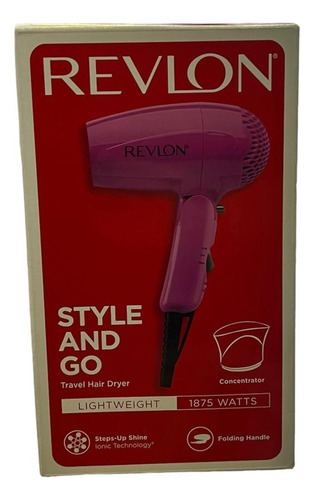 Secadora Revlon Mini Viaje Se Dobla Con Boquilla Ionic 1875w Color Rosa Chicle