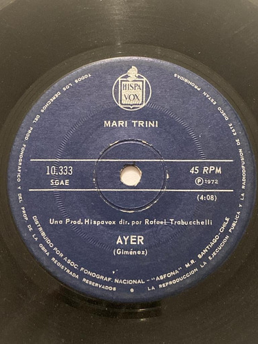  Vinilo Single De Mari Trini Yo No Soy Esa -ayer (w10-p96