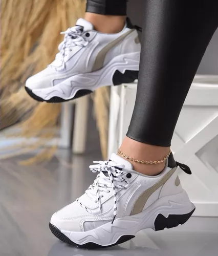 Th recibir Absolutamente Tenis Blancos Altos Mujer | MercadoLibre 📦