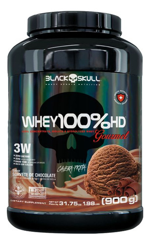 Whey 100%hd Gourmet 900g Black Skull Sabor Chocolate