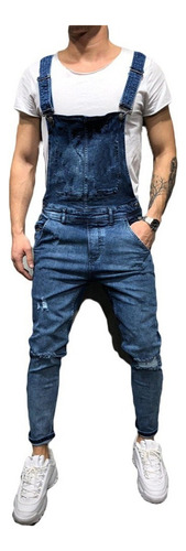 Men's Jeans Jumpsuit With Internal Pocket On The Chest