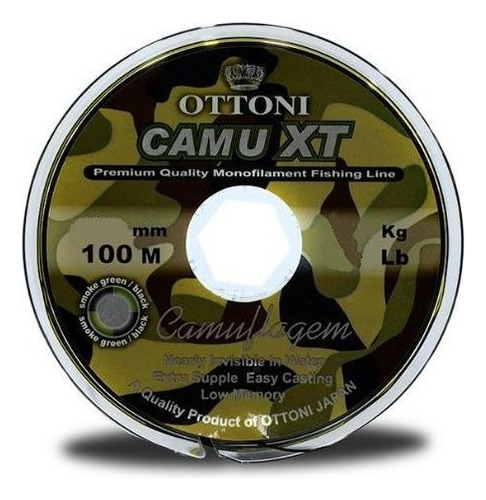 Linha Monofilamento Platinum Xt Camuflada 100m 0.20mm Ottoni Cor Verde