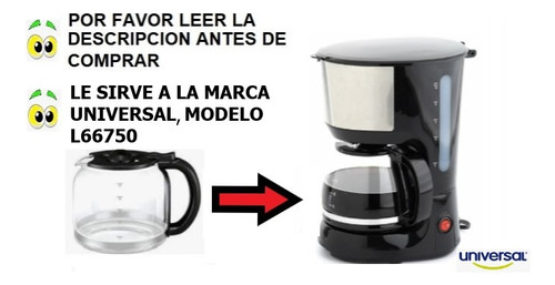 Jarra Vaso Vidrio Para Cafetera Universal L66750