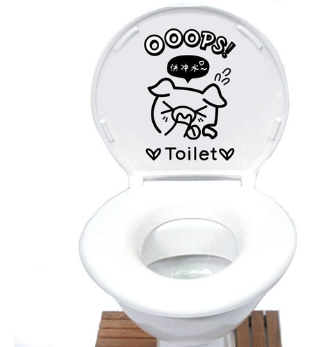 Sticker Decorativo Para Baño Oops Toilet Con Cochinito