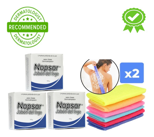 3 Nopsor Jabones Sólidos Auxiliar Tx Psoriasis Y Caspa C/ Té