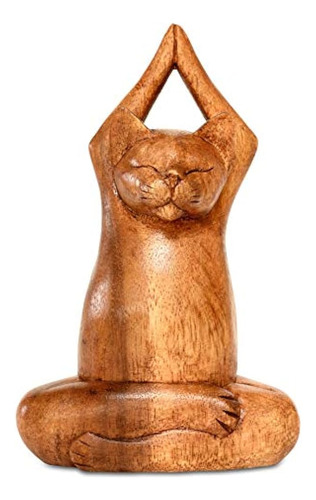 Colección G6 8  Madera Tallada A Mano Gato Siamés Pose De Yo