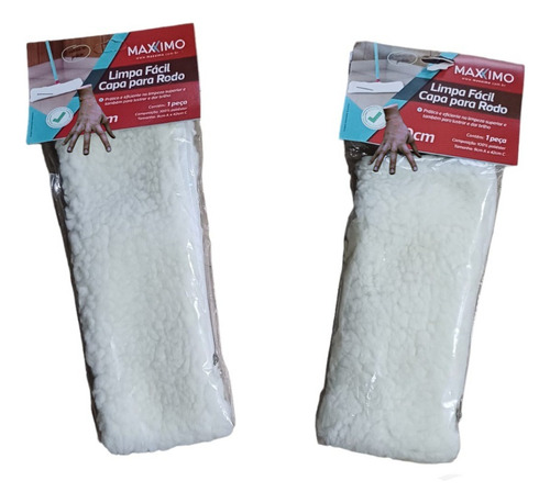 Kit 2 Pano De Chão Capa P/ Rodo Lustra Brilho Em Pisos 30 Cm Cor Branco