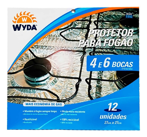 Protetor Para Fogão De Alumínio 4 E 6 Bocas Com 12 Und Wyda