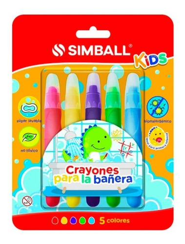 Crayones Para La Bañera 5 Colores - Simball Kids