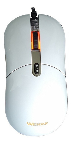 Mouse Gamer Wesdar X5 4000dpi 6 Botones Led Brillante @pd Color Blanco