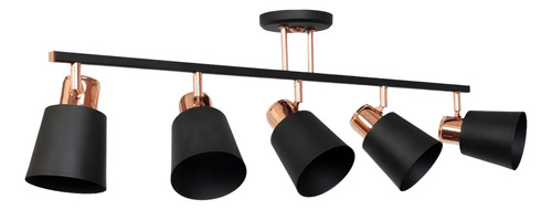 Aplique Spot Riel 5 Luces Pepa Vintage Movil E-27 Apto Led F Estructura Negro/cobre