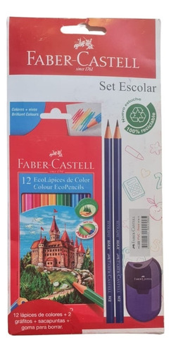Set Escolar Faber Castell 12 Lap Color+2 Grafito+borra+saca