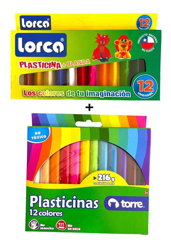 Pack 2 Plasticina 12 Unidades Escolar Colegio Niños Masas