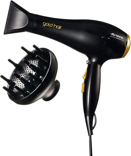 Secador Profesional Gold Hair Iónico 2000w,negro Ariete 8135