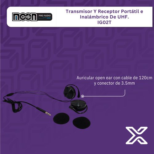 Sistema De Transmisión De Sonido Portátil Uhf Ig02t Moon Negro