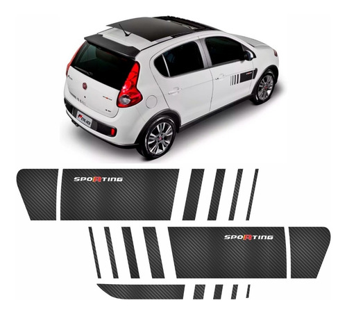 Kit Adesivo Palio Sporting Atractive Faixa Carbono Ano 12/16