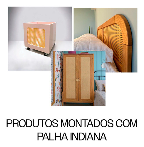 Palha Indiana Palhinha Natural Sextavada Rattan 18mt X 80cm