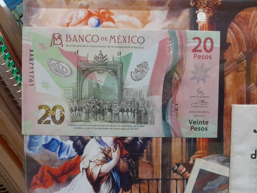 Billete De 20 Pesos Serie Aa-8 Conmemorativo 27/08/1821