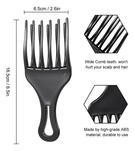 Bp1 Peineta Afro Hair Pick For Hombre Y Mujer, Color Negro