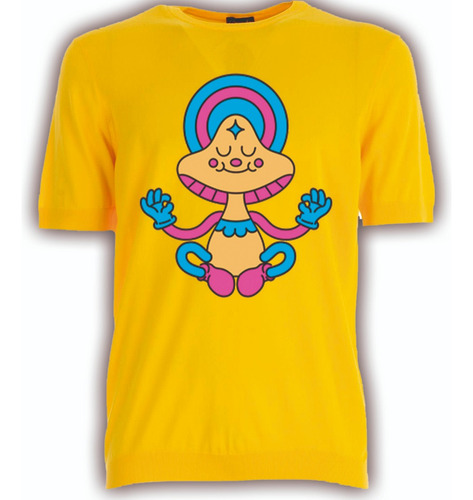 Remera Camiseta Amarilla Trippy Psicodelica Colorida