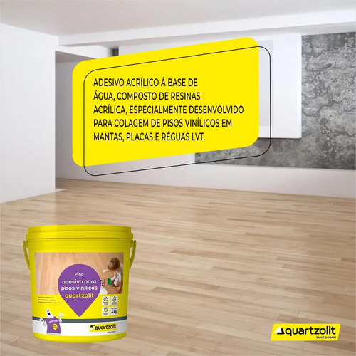 Cola Pisos Vinílicos Quartzolit 4kg Weber Balde Rende 13m²