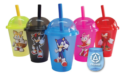 Recuerdo Vaso Dulcero Domo Decorados Sonic 50 Pz Reusable