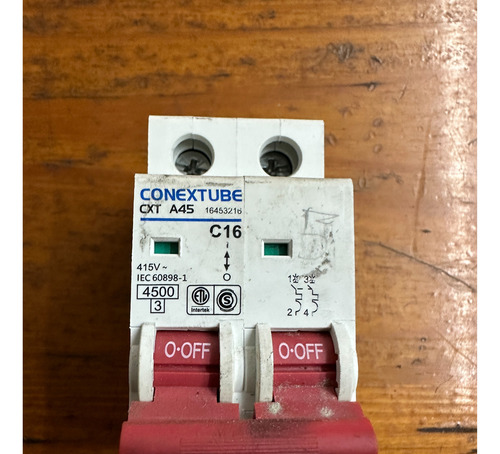Termomagnetica Bipolar 16a Llave Termica 2x16 Conextube 4.5k (Usado)