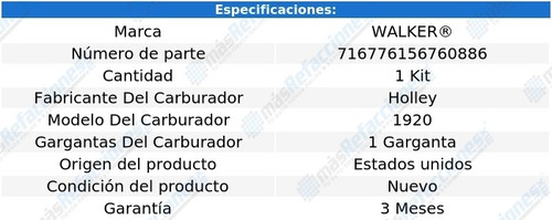 Kit Carburador Dodge W200 Pickup 6 Cil 3.7l 68 Al 73 Walker