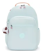 Comprar Kipling Mochila Seoul Grande 100% Color Blue Sky con Monkey Rosa Claro Diseño de la tela Color Sólido