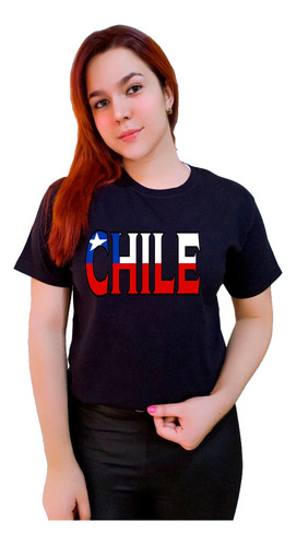 Polera Chile Fiestas Patrias Letras Bandera Todas Las Tallas