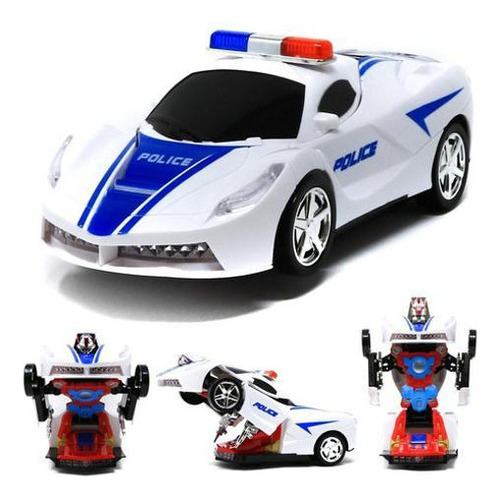 Carro Robô Policial Transformers - Movimento, Som E Luzes