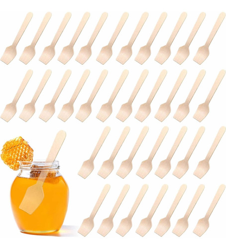 100 Piezas Mini Cuchara De Madera Desechable