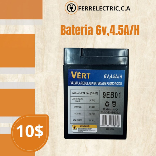 Bateria 6v 4.5 Amp Para Ventilador 