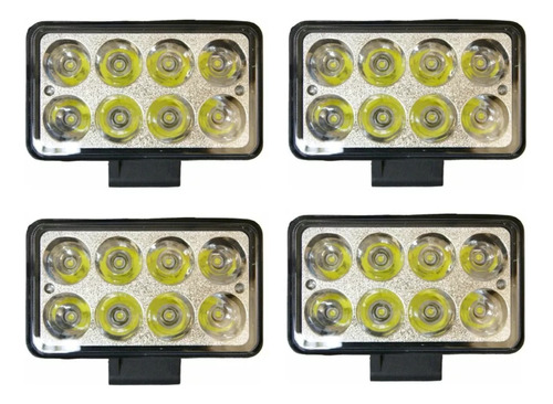 Faro Led Auxiliar 8 Leds 4  X4 24w  12/24v Auto Moto