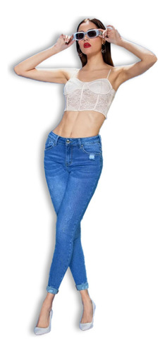 Jeans De Dama Corte Skinny  Liso W Jeans W-239