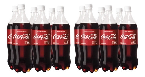 Imagen 2 de 5 de Refresco Coca - Cola Sabor Original Pet 1l 12 Unidades.