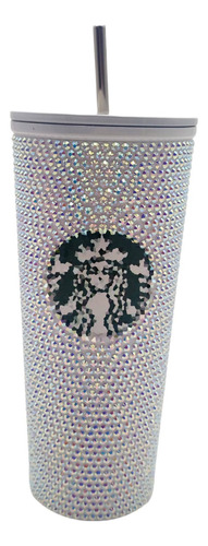 Vaso Tipo Starbuks De Acero Inoxidable Pedrería Brillante 