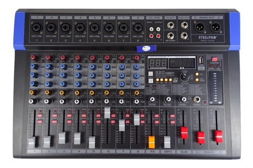 Mezcladora Mixer Profesional 8ch Dsp Bluetooth Steelpro Mix8