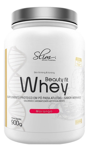 Whey Protein Pote 900g Para Ganho De Massa Muscular E Força Sabor Morango