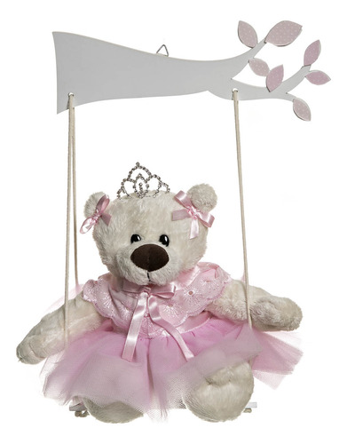 Balança  Com Ursa Bailarina Rosa Quarto Bebê Infantil Menina