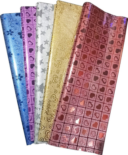 20 Pliegos Papel Para Regalo Glitter O Diamantado Surtidos