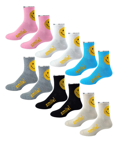 Medias 3/4 Caña Alta Smile Unisex Pack De 6 Pares