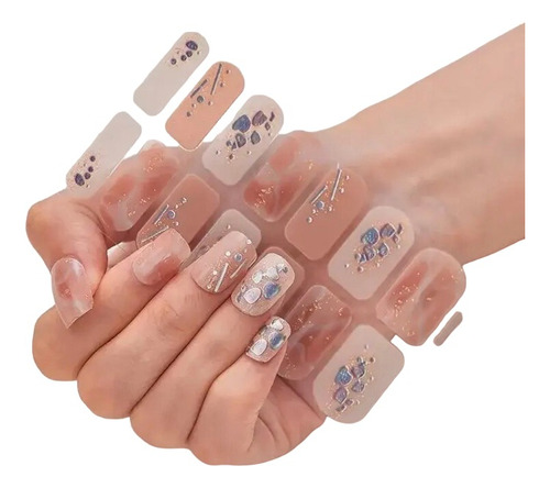 Set De 14 Stickers De Uñas Manicure Instantánea Rosa Pastel
