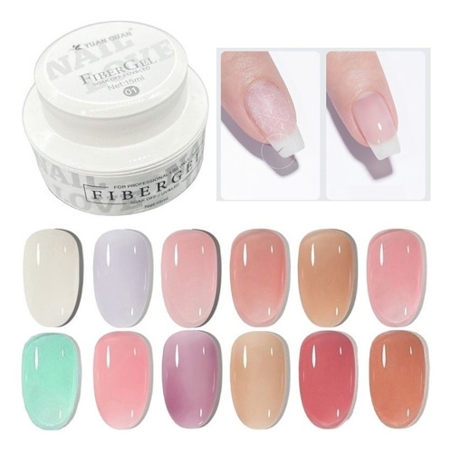 Gel De Fibra Para Uñas Extension De Uñas Reparadora 6 Piezas