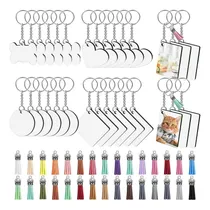 Comprar 120pcs Sublimar Llaveros Mdf Diy De Moda Con Borlas Llaveros
