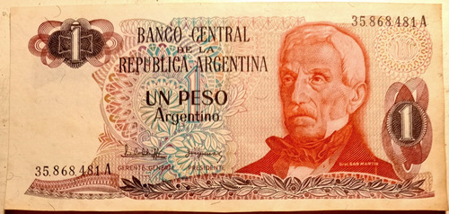 Billete Antiguo De 1 Peso Argentino